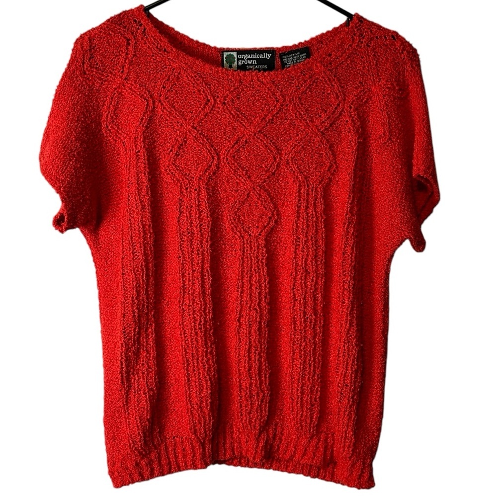 Organically Grown Vintage Knit Sweater Fisherman Cottage Boho Coastal Size M